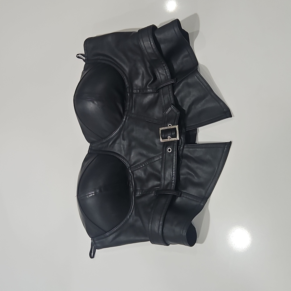Black Faux Leather Bustier Top  Sz Xl Corset. - Picture 7 of 7